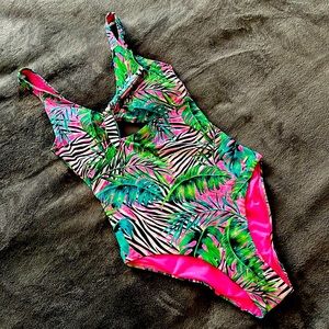Tropical one piece swimsuit